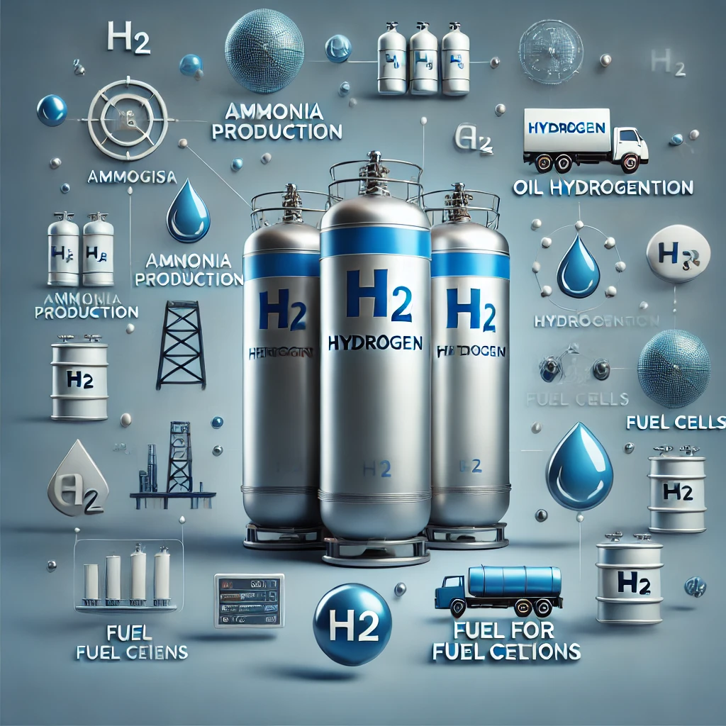 Dall·e 2024 07 10 15.35.58 A Commercial Style Image Showcasing Industrial Hydrogen (h₂) Cylinders. The Image Should Highlight The High Quality And Modern Design Of The Hydrogen